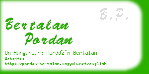 bertalan pordan business card